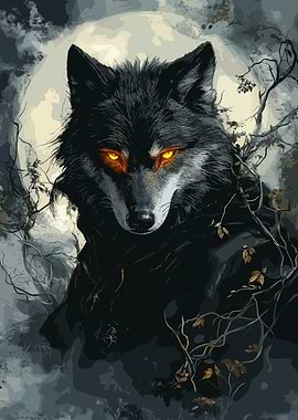 Wolf with Glowing Eyes