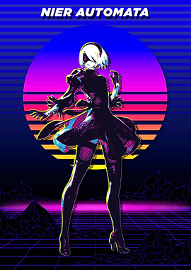 Nier Automata 2B Retro Art