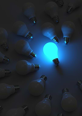 Blue Lightbulb Idea