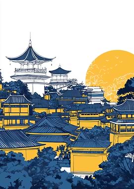 Chinese Architecture Illustration
