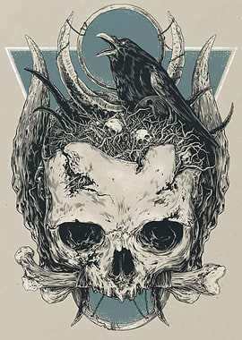 Crow on Skull