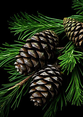 Pine Cones on Branch