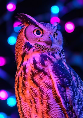Owl in Neon Lights