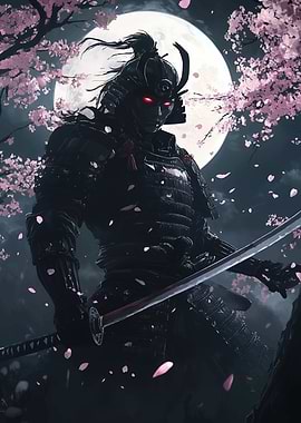 Samurai Warrior in Moonlight