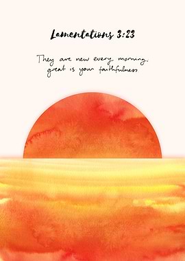 Lamentations 3:23 Watercolor, Bible verse, Christian Art