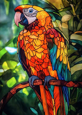 Stained Glass Parrot