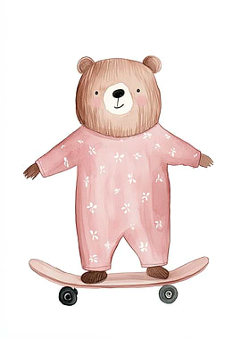 Bear on Skateboard