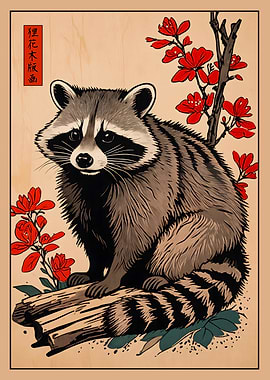 Raccoon Japanese Art