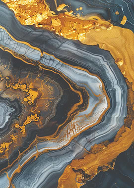 Abstract Gold and Grey Marble