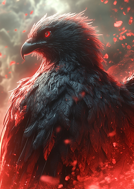 Black Eagle with Red Eyes