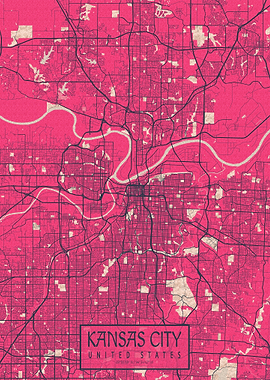 Kansas City Map USA Blossom