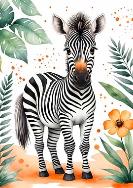Cute Zebra Watercolor