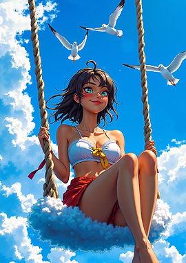 Anime Girl on Swing