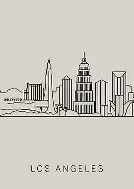 Los Angeles Skyline Minimalist Art