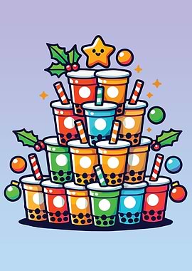 Boba Christmas Tree - Funny Bubble Tea Holiday