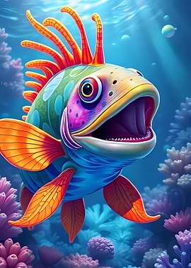 Colorful Fish with Spiky Fins