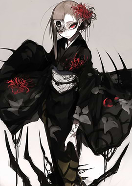 Dark Anime Girl in Kimono