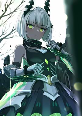 Anime Girl with Green Sword