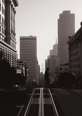San Francisco California Street Scene Black & White