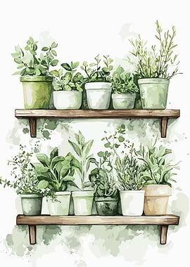 Herbs on Shelves