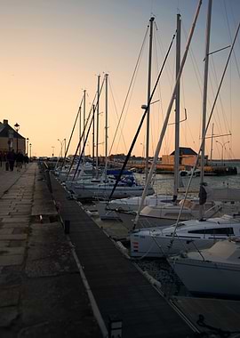 Sailboats at Sunset Dock