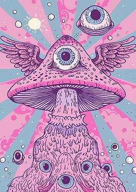 Psychedelic Mushroom with Eyes Weirdcore