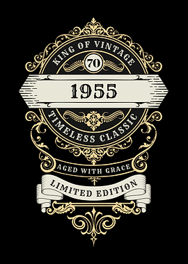 70th Birthday Born in 1955 Vintage Design