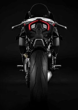 Black Motorcycle Rear View