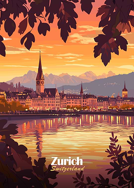 Zurich Sunset Cityscape
