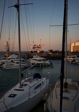Sailboats at Sunset Harbor