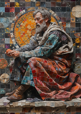 Mosaic Man with Apple