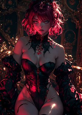 Anime Girl in Red and Black