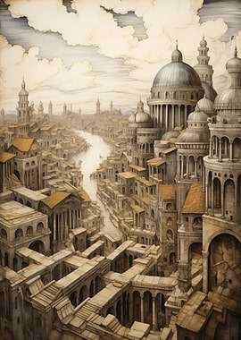 Cityscape with River