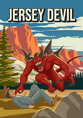 Jersey Devil Cryptid Minimal Cryptid Attack Travel Poster