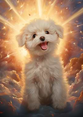 Smiling Bichon Frise in Heaven