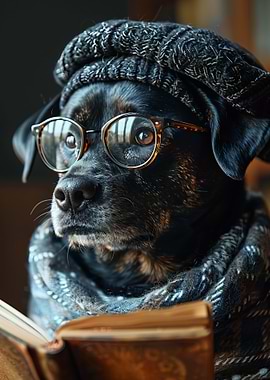 Dog Reading a Book