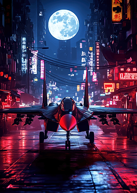 Jet Fighter in Neon City