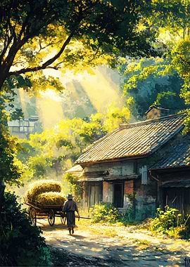 Rural Japanese Village Scene