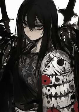 Dark Anime Girl with Swords