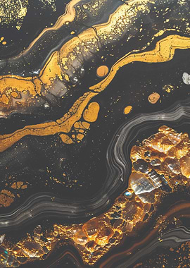 Abstract Gold & Black Swirls