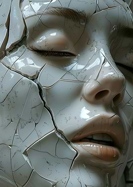 Cracked Face Sculpture
