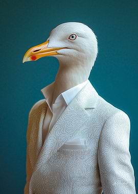 Portrait of a Seagull in Suit