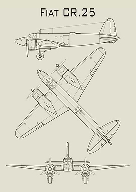 Fiat CR.25 Airplane Blueprint