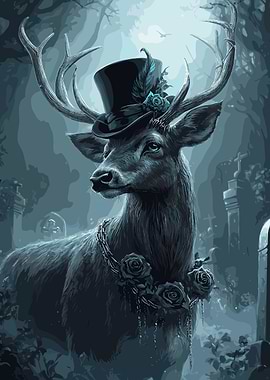 Gothic Deer with Top Hat