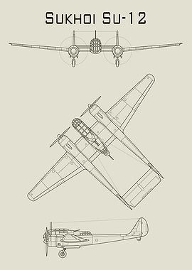 Sukhoi Su-12 Airplane Blueprint
