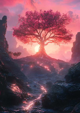 Unity Pink Tree Sunset Landscape