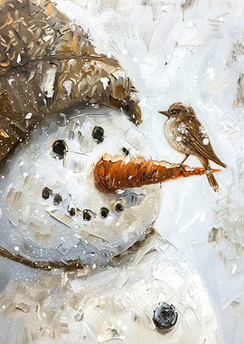 Snowman and Bird Painting