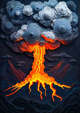 Volcanic Eruption Paper Art