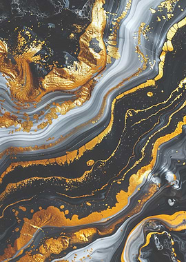 Abstract Gold and Black Marble