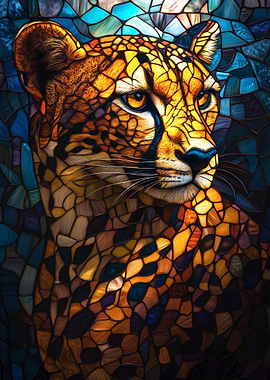 Stained Glass Cheetah